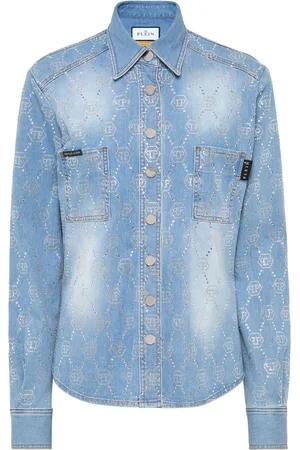 Philipp Plein Denimskjorte med monogramtryk