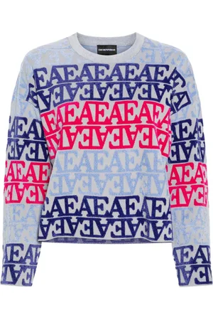 Emporio Armani Sweater med logo i flock-tekstur