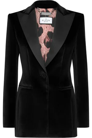 Philipp Plein Blazer i fløjl med dødningehoved-applikation