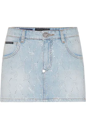Philipp Plein Kort denimnederdel med monogram
