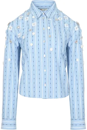 PORTS 1961 Stribet skjorte med blomsterapplikation
