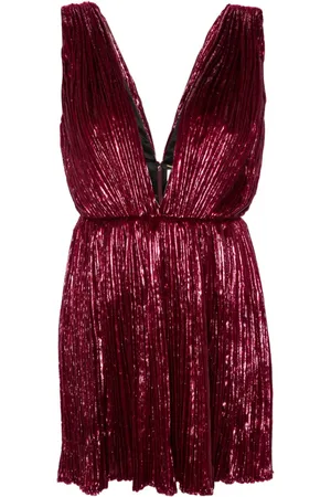 Saint Laurent Kort plisseret kjole med lamé-effekt