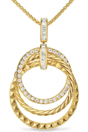 David Yurman Crossover Trio halskæde i 18 karat gulguld med diamantvedhæng (1,25 mm)