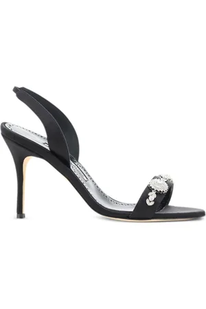 Manolo Blahnik 90 mm Lamisan slingback-sandaler med satin-udsmykning