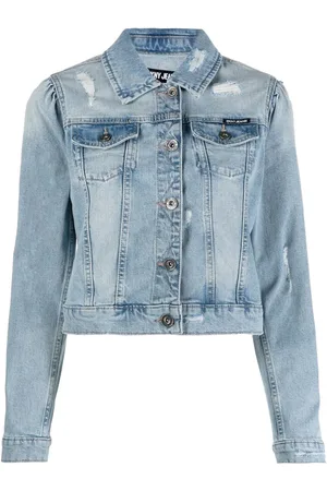 DKNY Cropped denimjakke med ribbet detalje