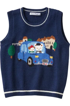 Familiar Strikket vest med broderet motiv