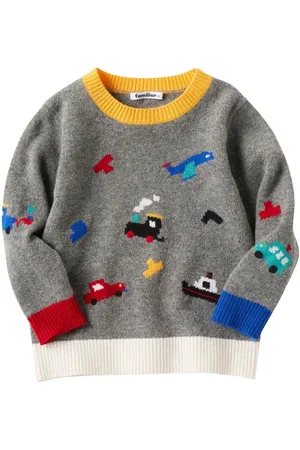 Familiar Intarsia-strikket uldtrøje med mønster
