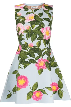 Oscar de la Renta Kort Camellia-kjole i jacquard