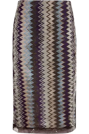 Missoni Mellemlang nederdel med zigzagmønster og pailletter