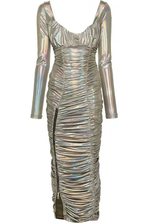 MITILIANE COUTURE Lang kjole med holografisk effekt