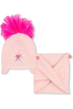 Billieblush Sæt med hue og halsedisse med pompondetalje