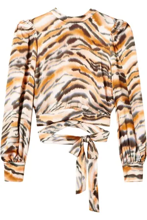Twin-Set Cropped bluse med tigertryk