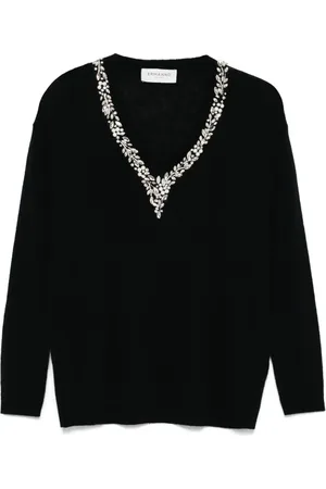 Ermanno Firenze Sweater med rhinstensudmykket logo
