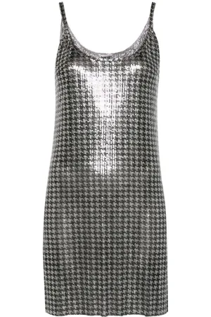 Paco rabanne Kort kjole med houndstooth-mønster