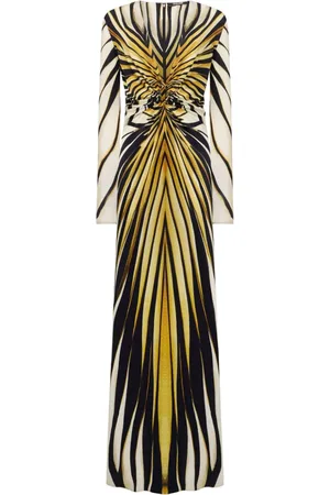 Roberto Cavalli Lang kjole med Ray of Gold-tryk