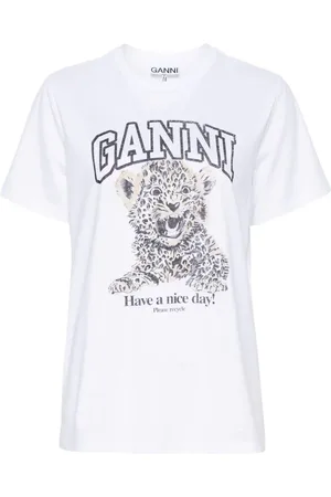 Ganni T-shirt i jersey med leopardtryk
