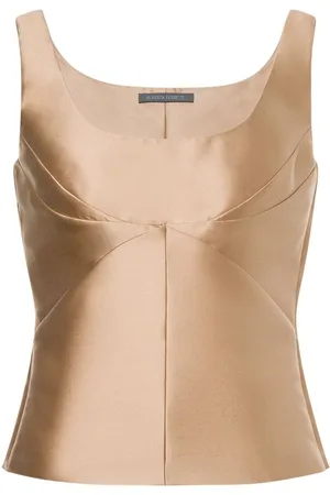 Alberta Ferretti Top i satin med paneler