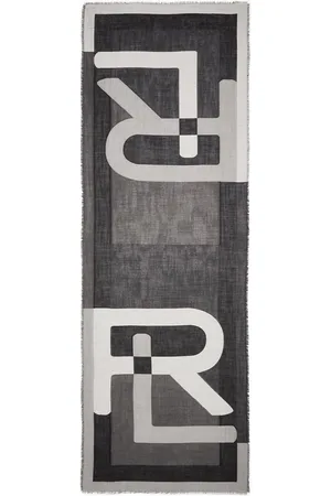 Ralph Lauren Intarsia-strikket tørklæde med frynser og logo