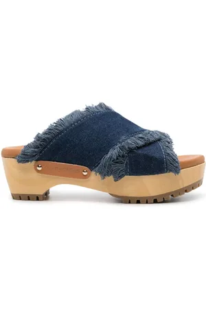 See by Chloé 60mm denimsandaler med frynser