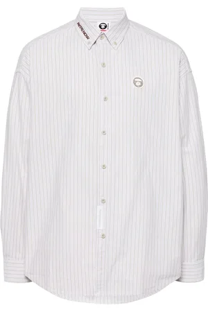 A Bathing Ape Stribet skjorte med logomærke