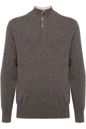 N.PEAL Sweater i kashmir med halv knaplukning