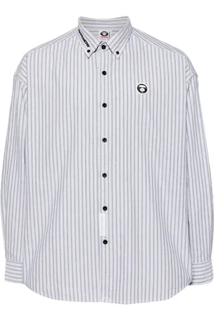 A Bathing Ape Stribet skjorte med logomærke