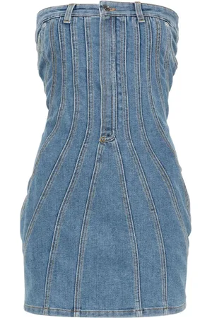 MUGLER Kort bustier-kjole i denim