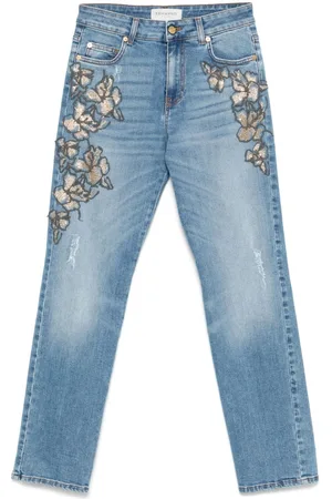 Ermanno Firenze Jeans med blomsterbroderi