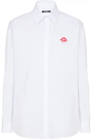 Balmain Poplin-skjorte med kiss-logotryk