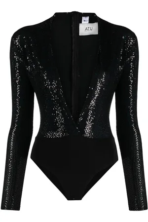 Atu Body Couture Plunge sequin-embellished bodysuit