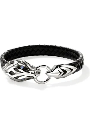 John Hardy Naga armbånd i sterlingsølv og læder med safir