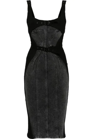 MUGLER Kort denimkjole med paneler