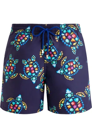 Vilebrequin Badeshorts med skildpaddetryk og logo-applikation