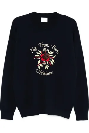 Drôle de Monsieur Sweater med broderet slogan