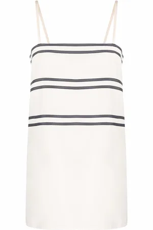 CHANEL Stribet top i silke med CC-knapper fra 1994