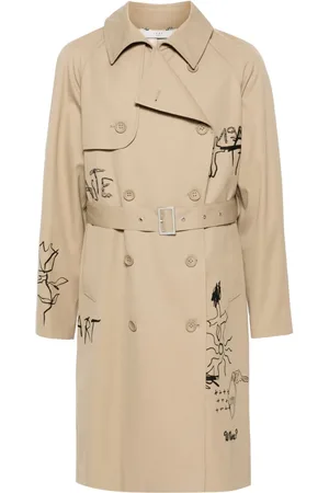 1989 STUDIO Trenchcoat med krusedulle-broderi