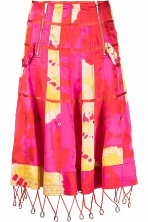 Dior Pre-owned silkenederdel med svaj og abstrakt tryk fra 2003