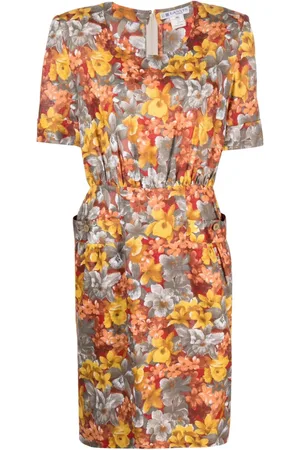 Lanvin Midi kjole med blomstertryk fra 1980