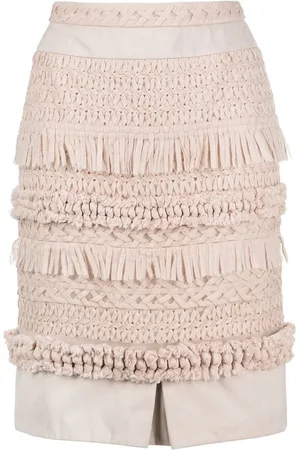 VALENTINO GARAVANI Højtaljet nederdel med macramé-detalje fra 00