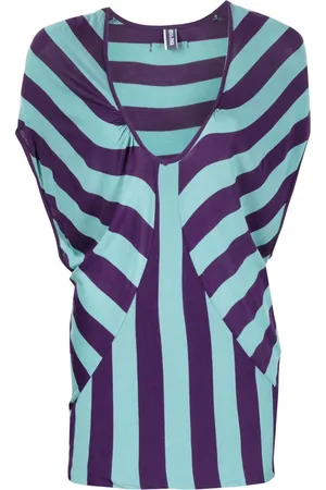 Jean Paul Gaultier Stribet bluse med U-hals fra 1990