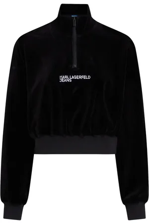 Karl Lagerfeld Sweatshirt i fløjl med kort lynlås