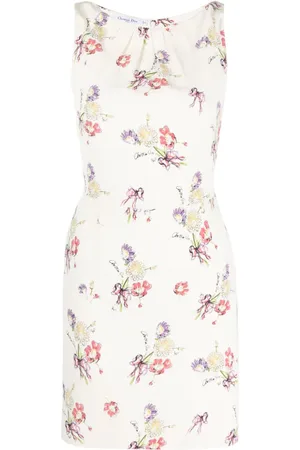 Dior Pre-owned kort blomstret silkekjole fra 2010