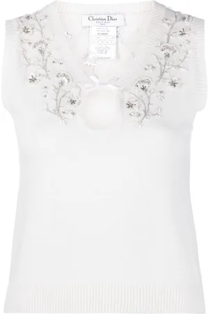 Dior Pre-owned top i strik med blomsterbroderi fra 00