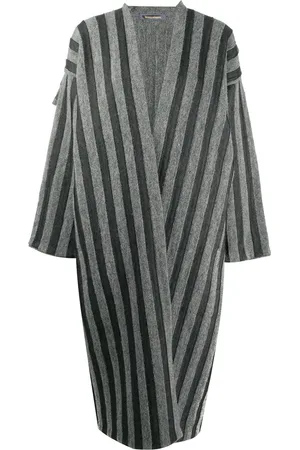 Issey Miyake Stribet frakke med åben front fra 1980