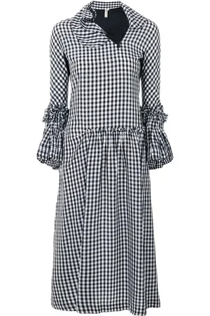Comme des Garçons Kjole med flæser og gingham-mønster