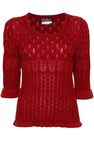 Salvatore Ferragamo Top i pointelle-strik fra 00