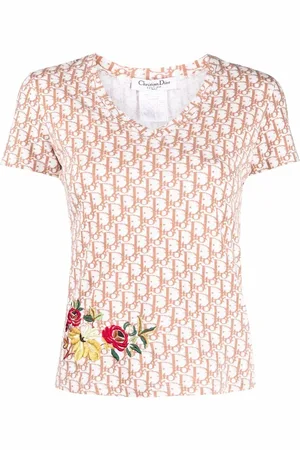 Dior Pre-owned Trotter T-shirt med blomsterbroderi fra 2005