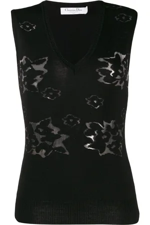 Dior Blomstret strikvest i kashmir