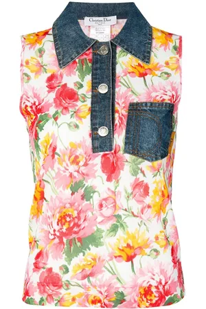 Dior Blomstret vest med denim-krave