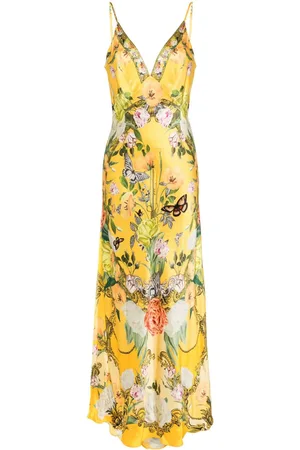 Camilla Blomstret maxi-silkekjole